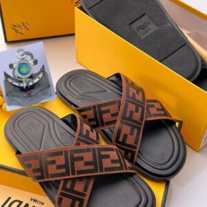 Fendi Zucca Monogram Cross-Strap Slides