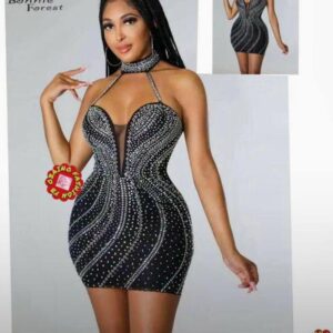 Bonnie Forest Diamanté Studded Halter Mini