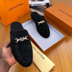 Louis Vuitton Crystal-Embellished Executive Mules