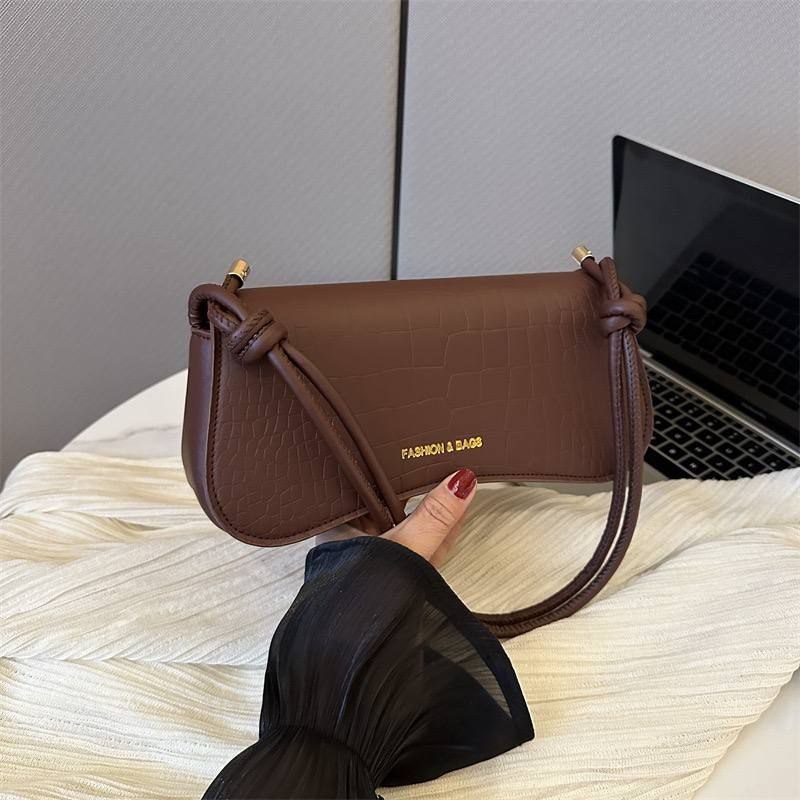 Wave Baguette" Croc-Embossed Shoulder Bag Collection - Image 5