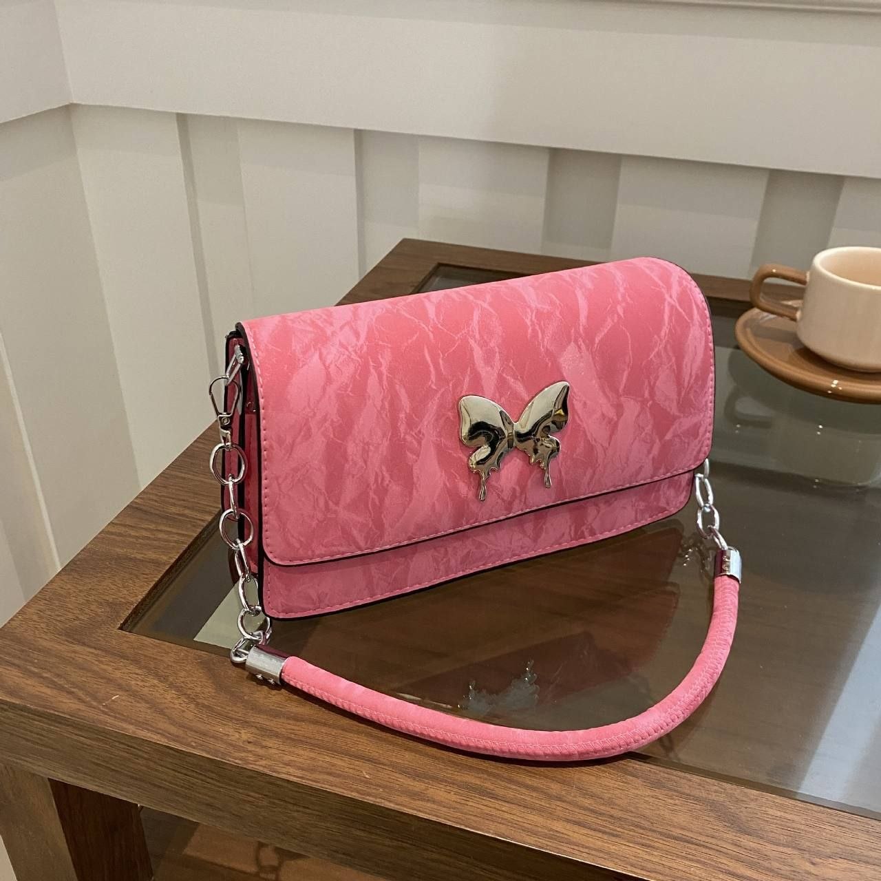 Papillon Crinkle" Liquid-Gloss Flap Bag Collection - Image 3