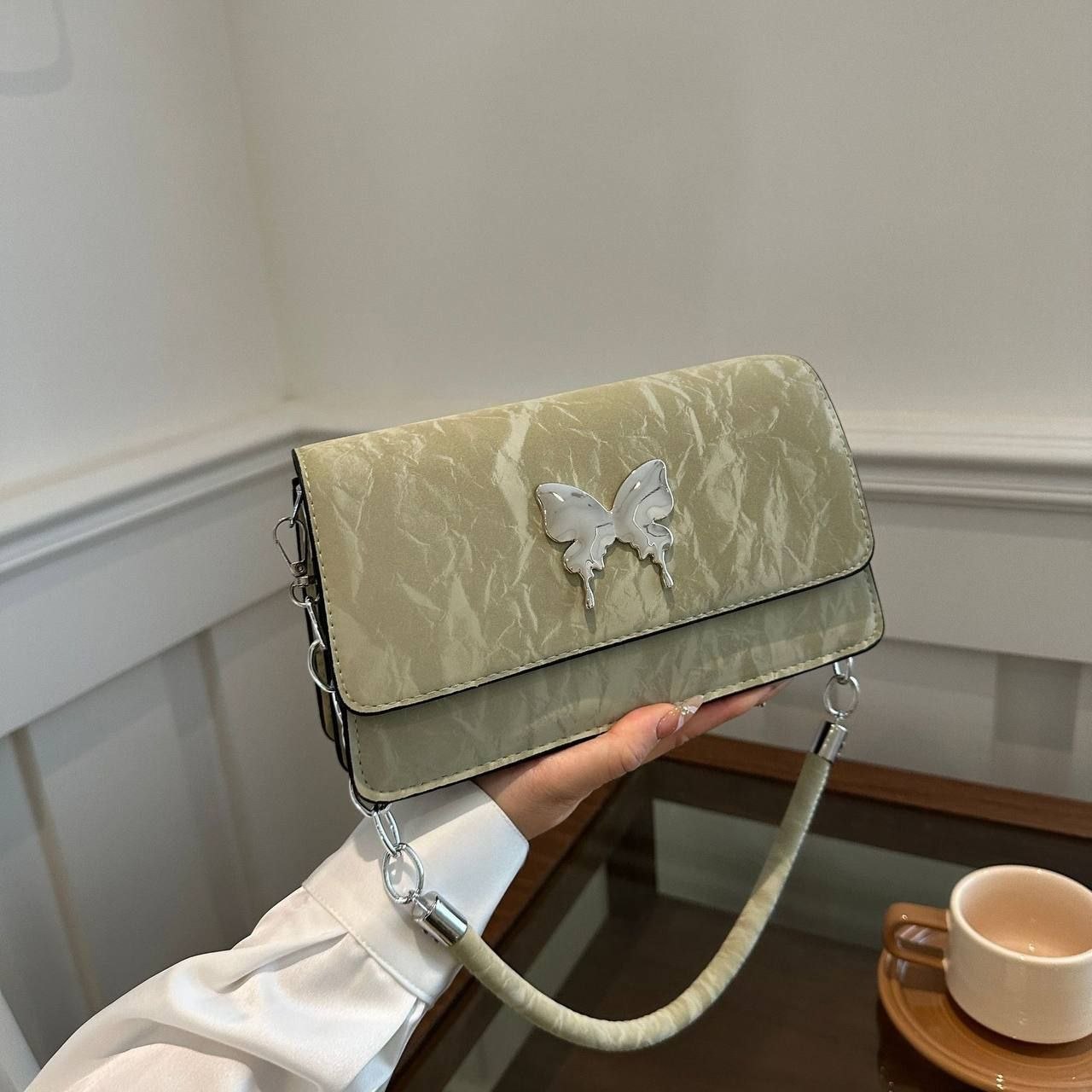 Papillon Crinkle" Liquid-Gloss Flap Bag Collection