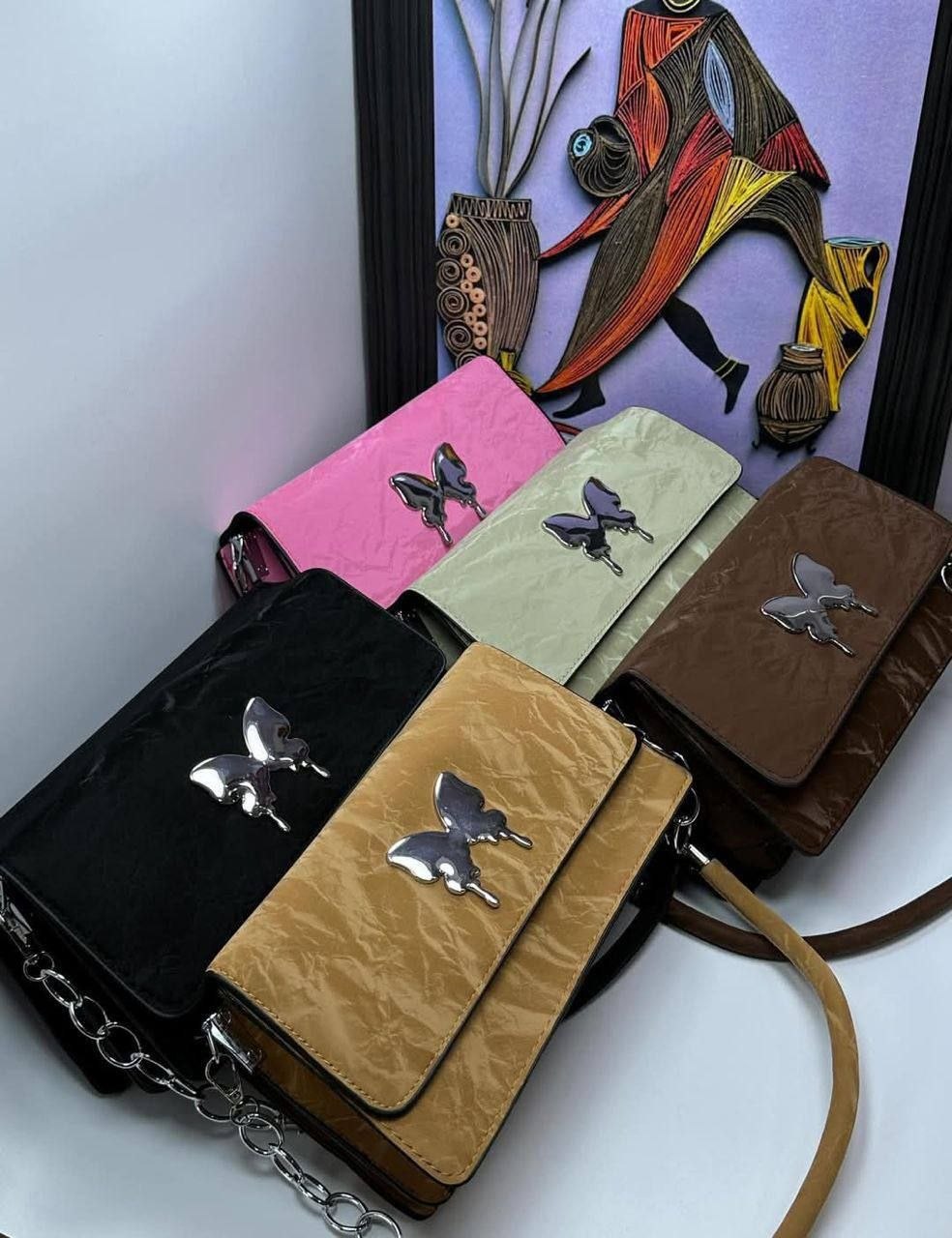 Papillon Crinkle" Liquid-Gloss Flap Bag Collection - Image 5