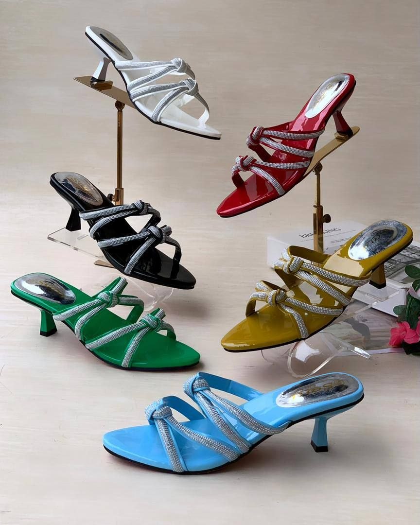 Glow Horizon" Rhinestone Strappy Kitten Heel Mules - Image 7