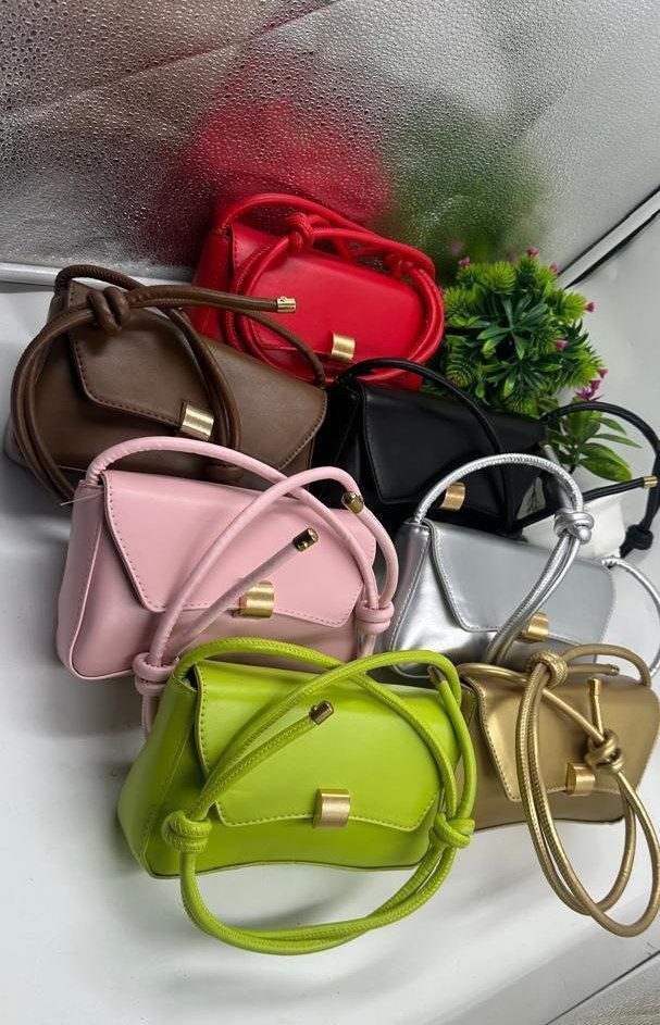 Trendy Knotted-Strap Mini Shoulder Bag with Gold Brushed Clasp - Image 5