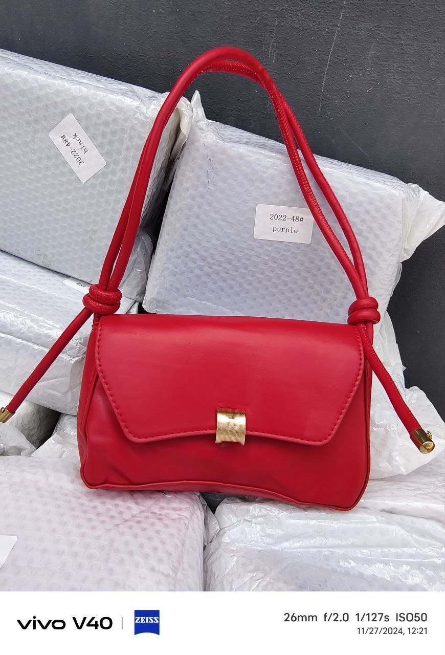 Trendy Knotted-Strap Mini Shoulder Bag with Gold Brushed Clasp - Image 3