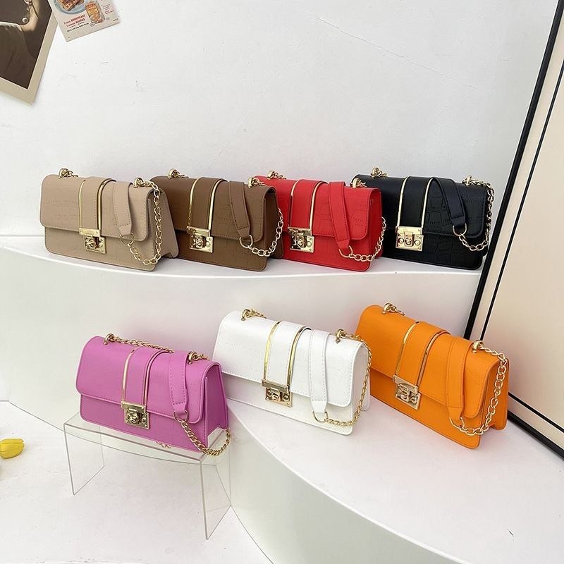 Luxury Croc-Embossed Chain Flap Bag with Gold Hardware - Image 2
