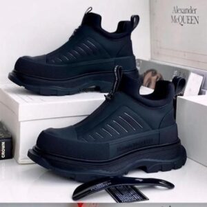 Premium Alexander McQueen Style Front-Zip Chunky Sneakers – Stealth All-Black