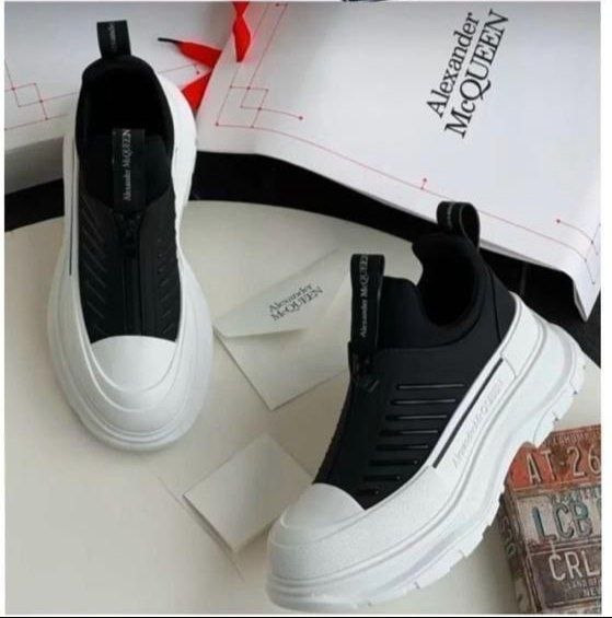 Premium Alexander McQueen Style Front-Zip Chunky Sneakers