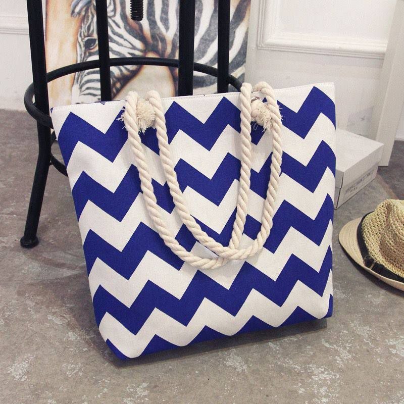 Riviera Zig-Zag" Nautical Canvas Tote