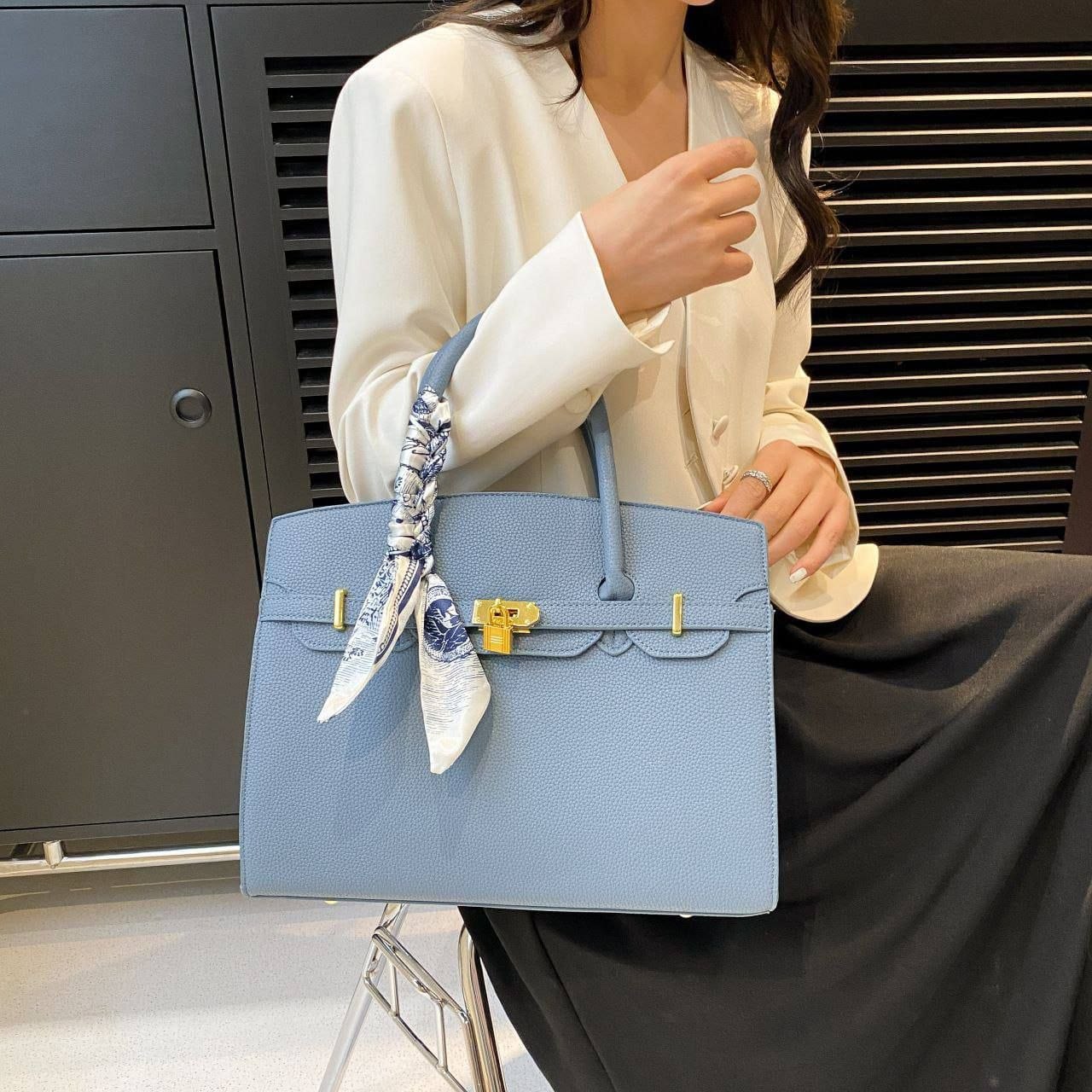Château Grand" Scarf-Accent Satchel Collection, - Image 3