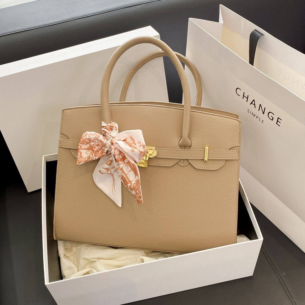 Château Grand" Scarf-Accent Satchel Collection, - Image 5