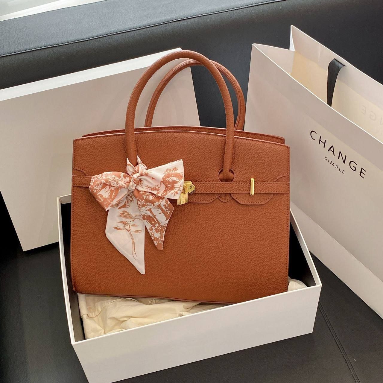 Château Grand" Scarf-Accent Satchel Collection, - Image 6