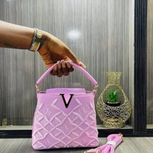 Identity Lattice" V-Hardware Bucket Bag