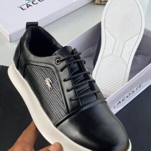 Lacoste black sneakers with crocodile logo and embossed sole