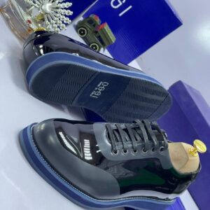 Caggi Glossy Black & Gray Dress Shoes
