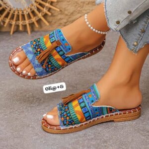 Bohemian Tapestry Tassel Slides