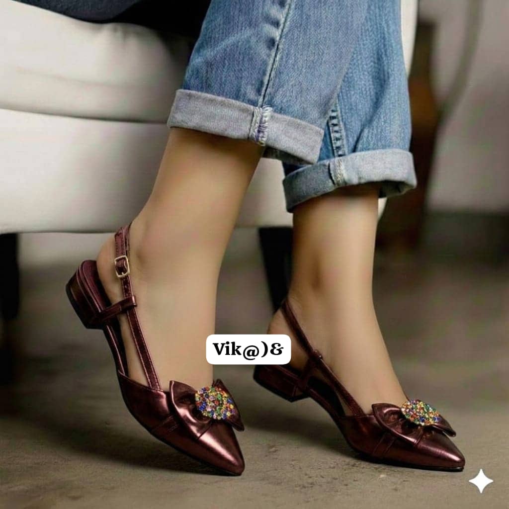 "Vik" Jewel-Bow Satin Slingbacks - Image 3