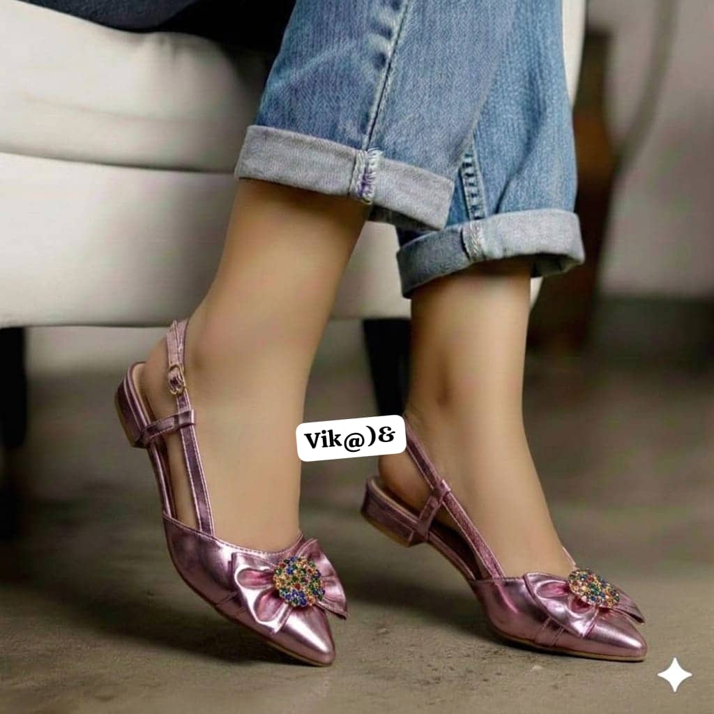 "Vik" Jewel-Bow Satin Slingbacks - Image 5