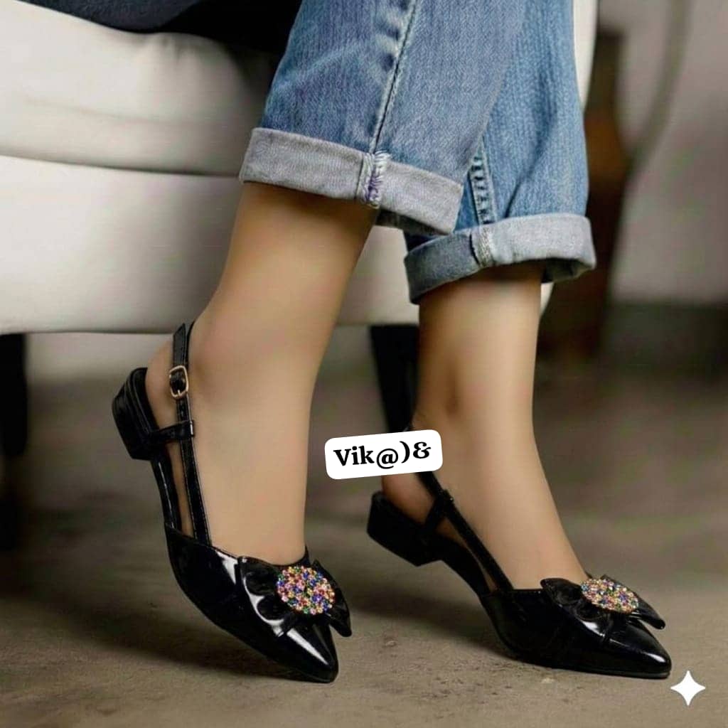 "Vik" Jewel-Bow Satin Slingbacks - Image 6