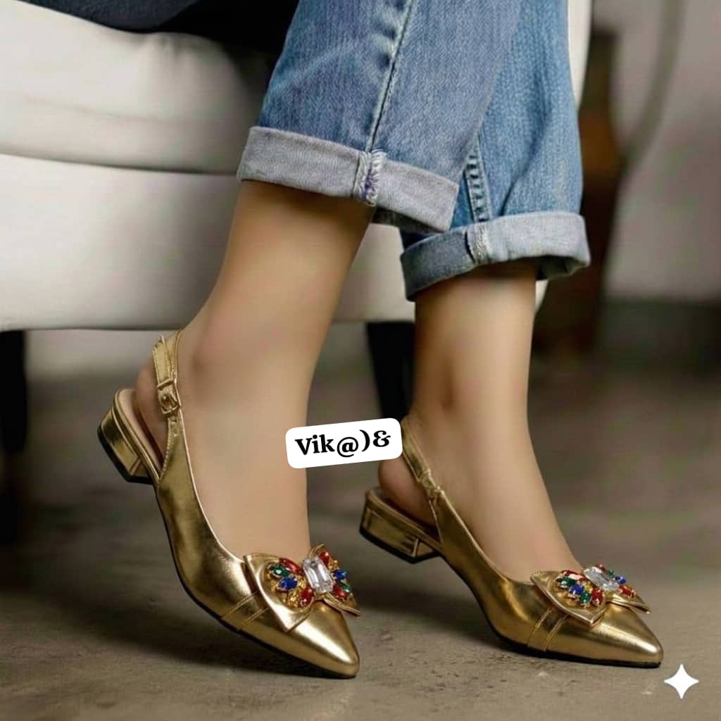 "Vik" Jewel-Bow Satin Slingbacks - Image 7