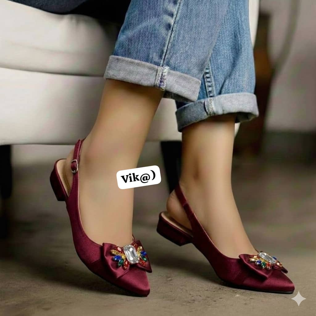 "Vik" Jewel-Bow Satin Slingbacks - Image 8