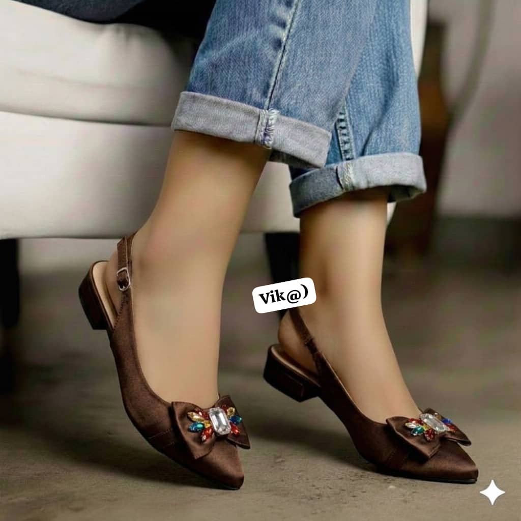 "Vik" Jewel-Bow Satin Slingbacks - Image 9