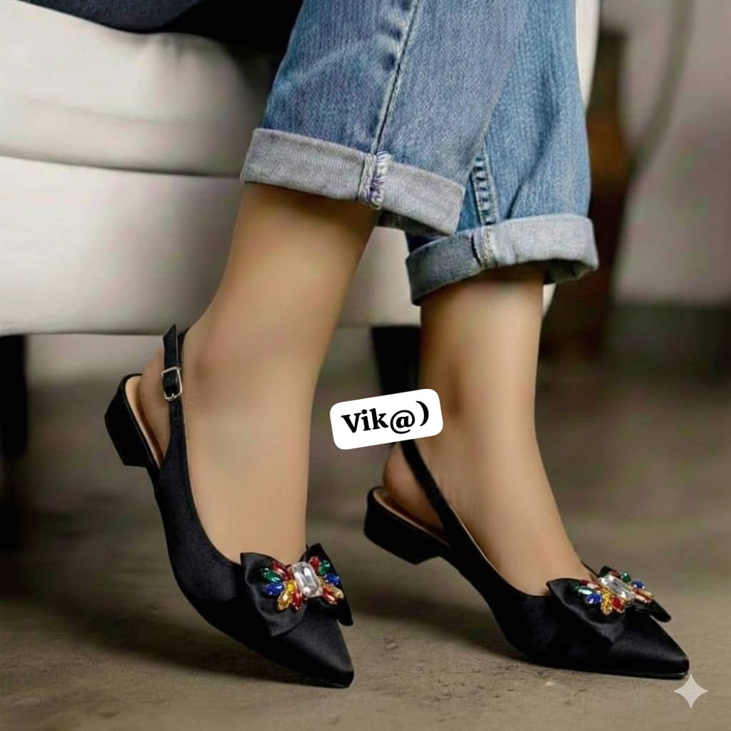 "Vik" Jewel-Bow Satin Slingbacks - Image 10