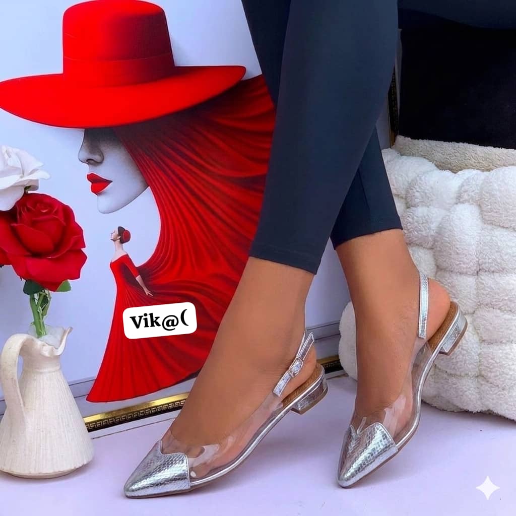 The "Vik" Clear-Panel Metallic Slingbacks - Image 3