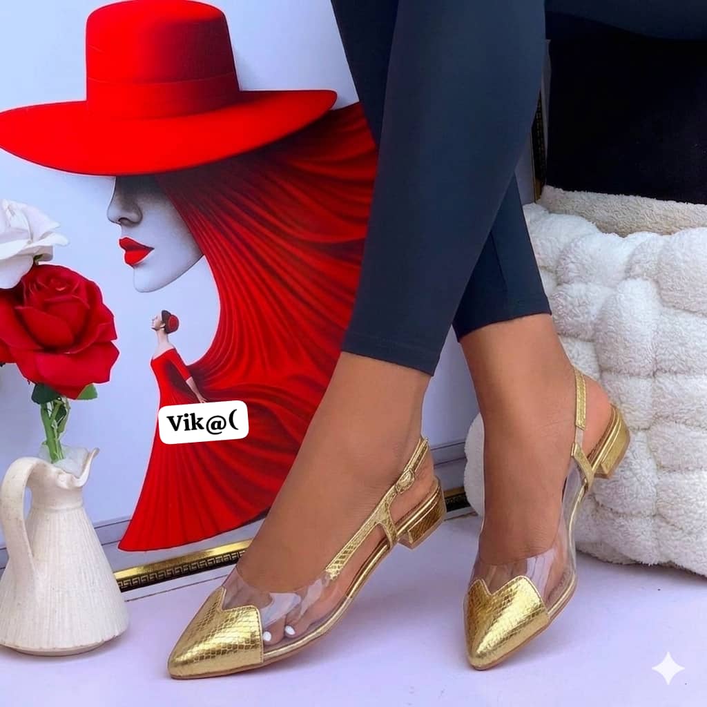 The "Vik" Clear-Panel Metallic Slingbacks - Image 4