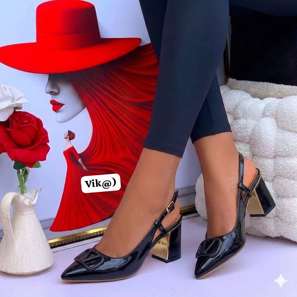 "Vik Signature" Metallic-Block Slingbacks