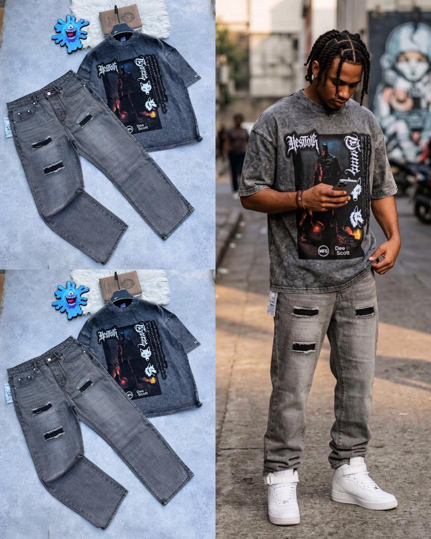 Boxy Pullover Tee & Full-Length Denim