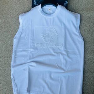 Philipp Plein "Hexagon" 3D-Embossed Sleeveless Muscle Tee