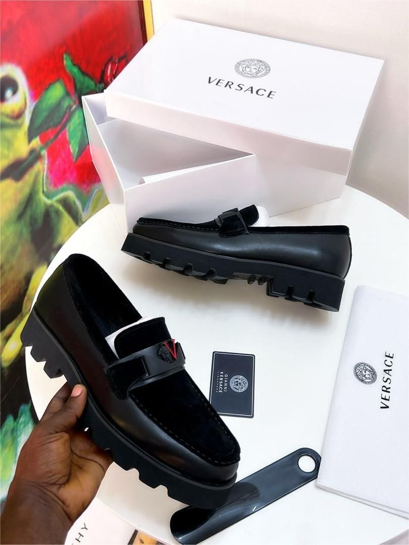 Versace Velvet-Panel Lug Loafer