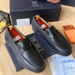 Dior Pebbled Leather Icon Loafer - Black