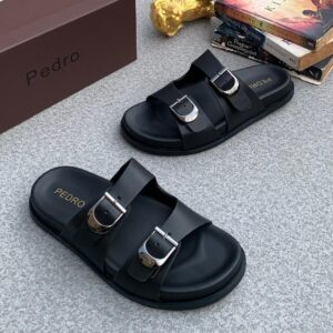 Premium Double-Strap Leather Slides