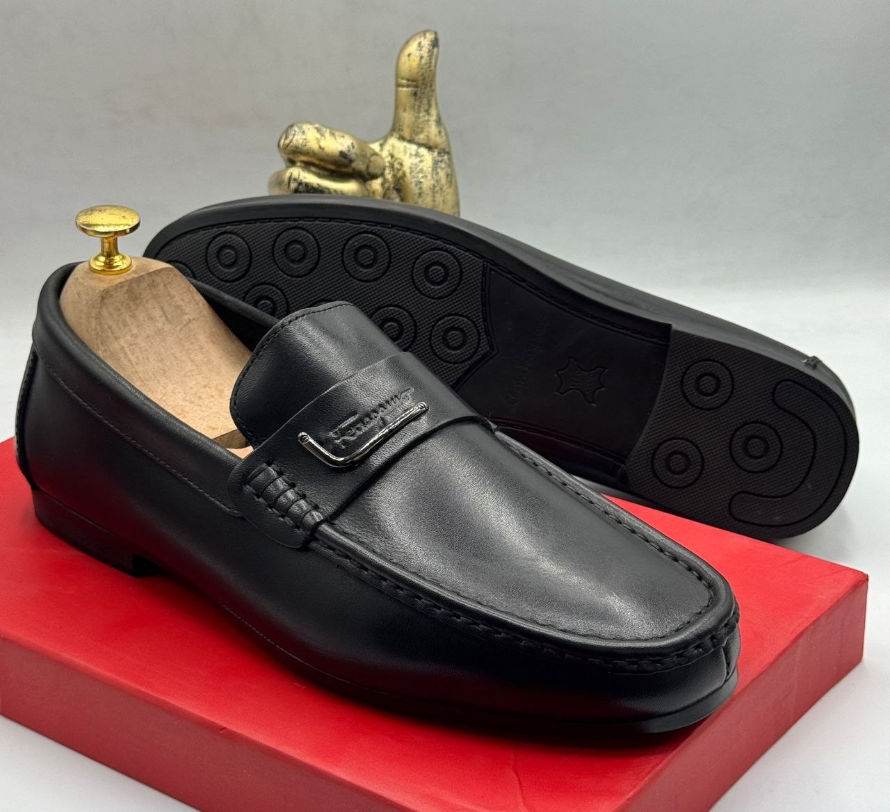 Premium Monogram Leather Penny Loafers