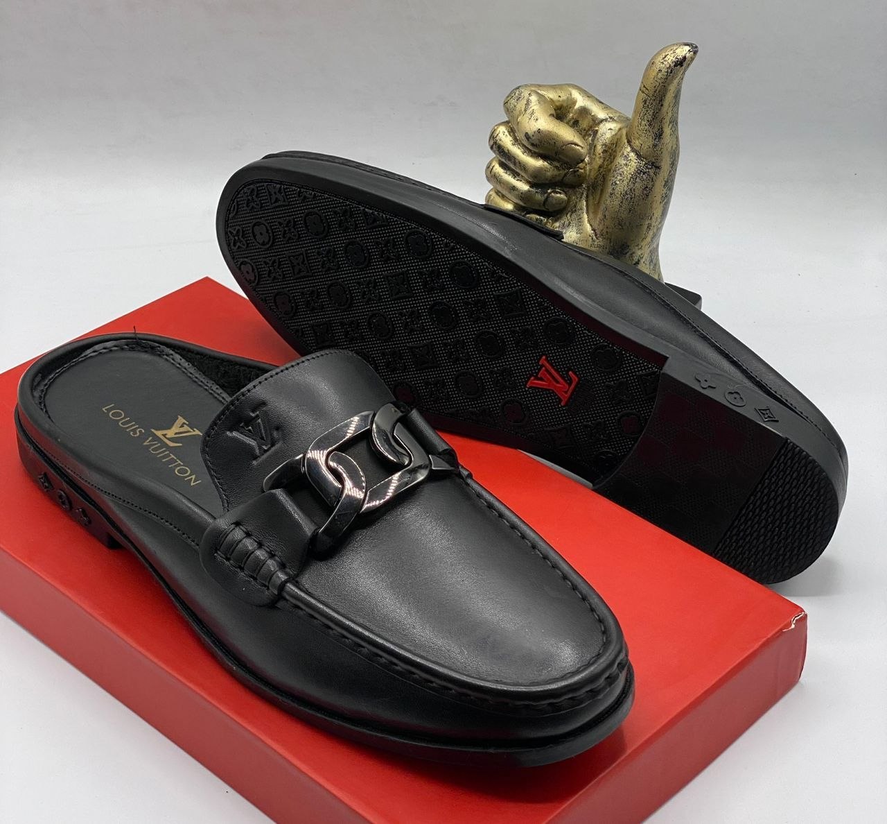 Premium Monogram Leather Mules