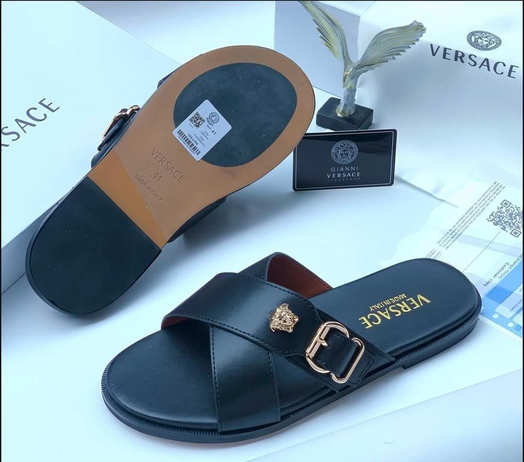 Men’s Luxury Criss-Cross Buckle Slides - Image 2