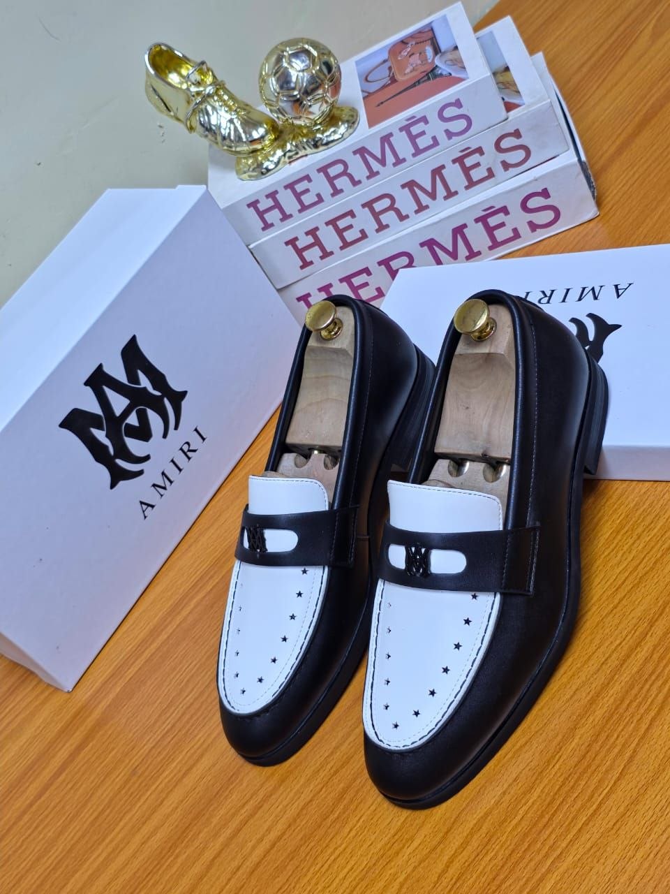 Men’s Premium Dual-Tone Monogram Penny Loafers