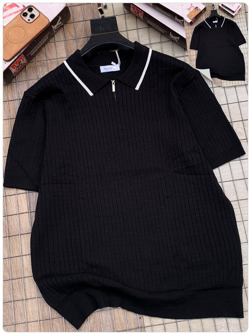 Boxy Fit Quarter-Zip Streetwear Polo - Heavyweight Typographic Top