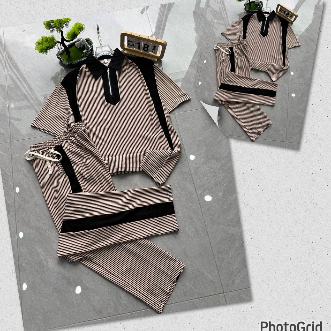 Urban Knitwear Co-ord Set – Men's Quarter-Zip Polo & Trousers