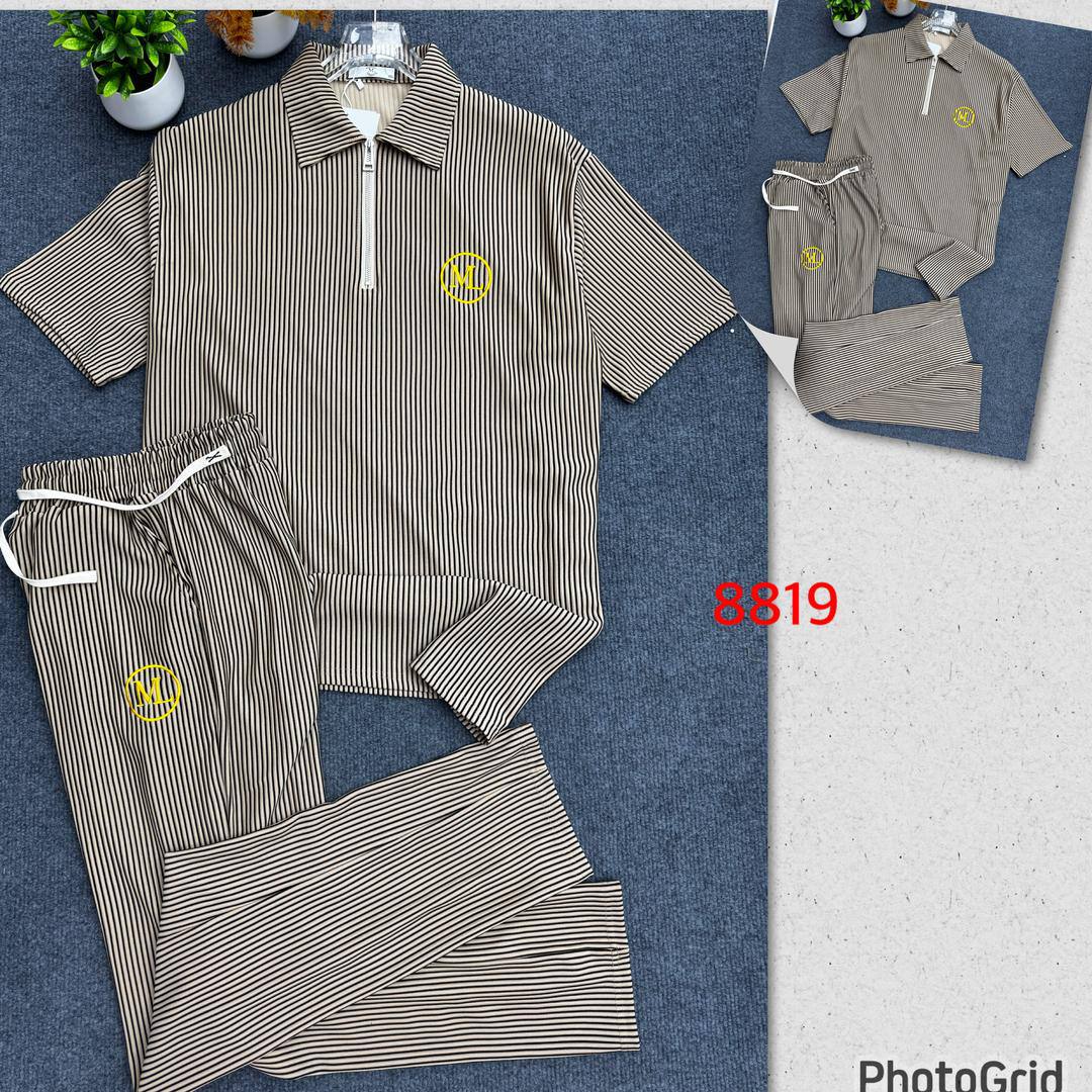 Luxury Color Block Micro-Stripe Smart Casual Two-Piece Tracksuit