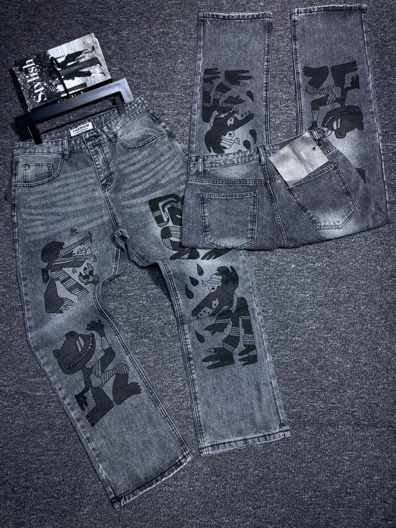 Retro Mid-Rise Straight Denim Jeans for Men