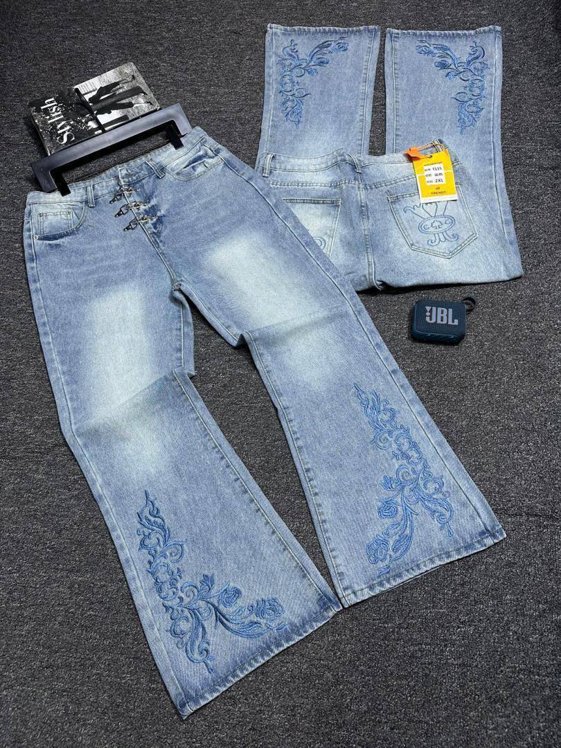 Womens Boutique Soft Wash Utility Multi Pocket Denim Trousers