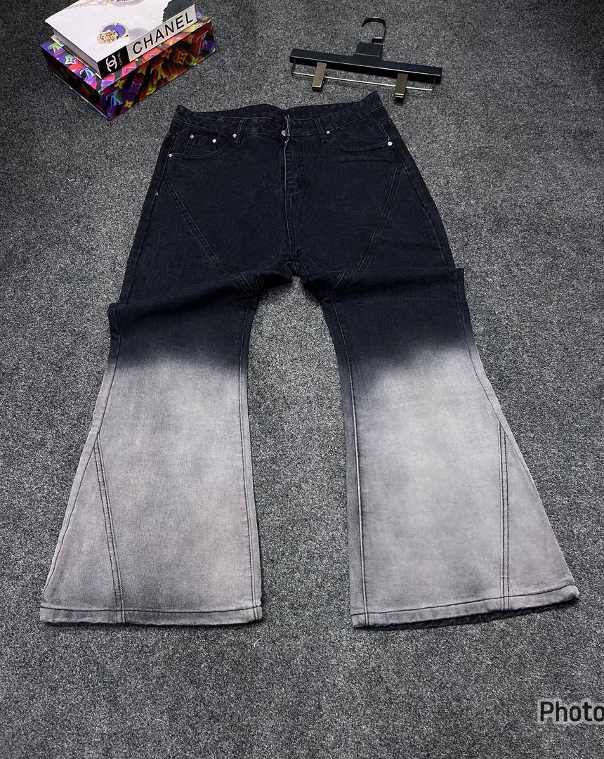 Womens Acid Wash Convertible Drawcord Hem Baggy Jean Trouser