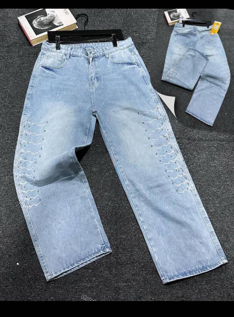 High-Rise Deconstructed Strap & Buckle Jeans