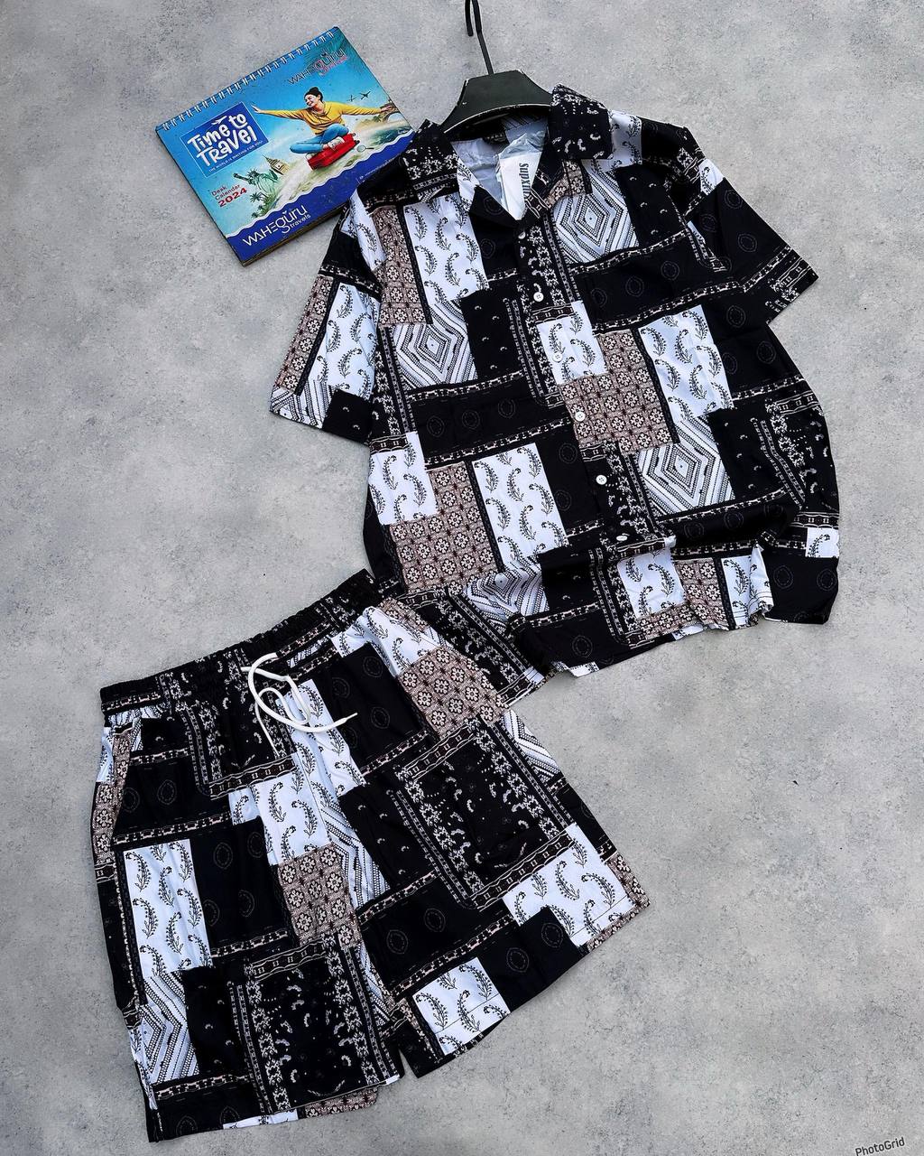 Adjustable Drawstring Utility Shorts & Shirt Set