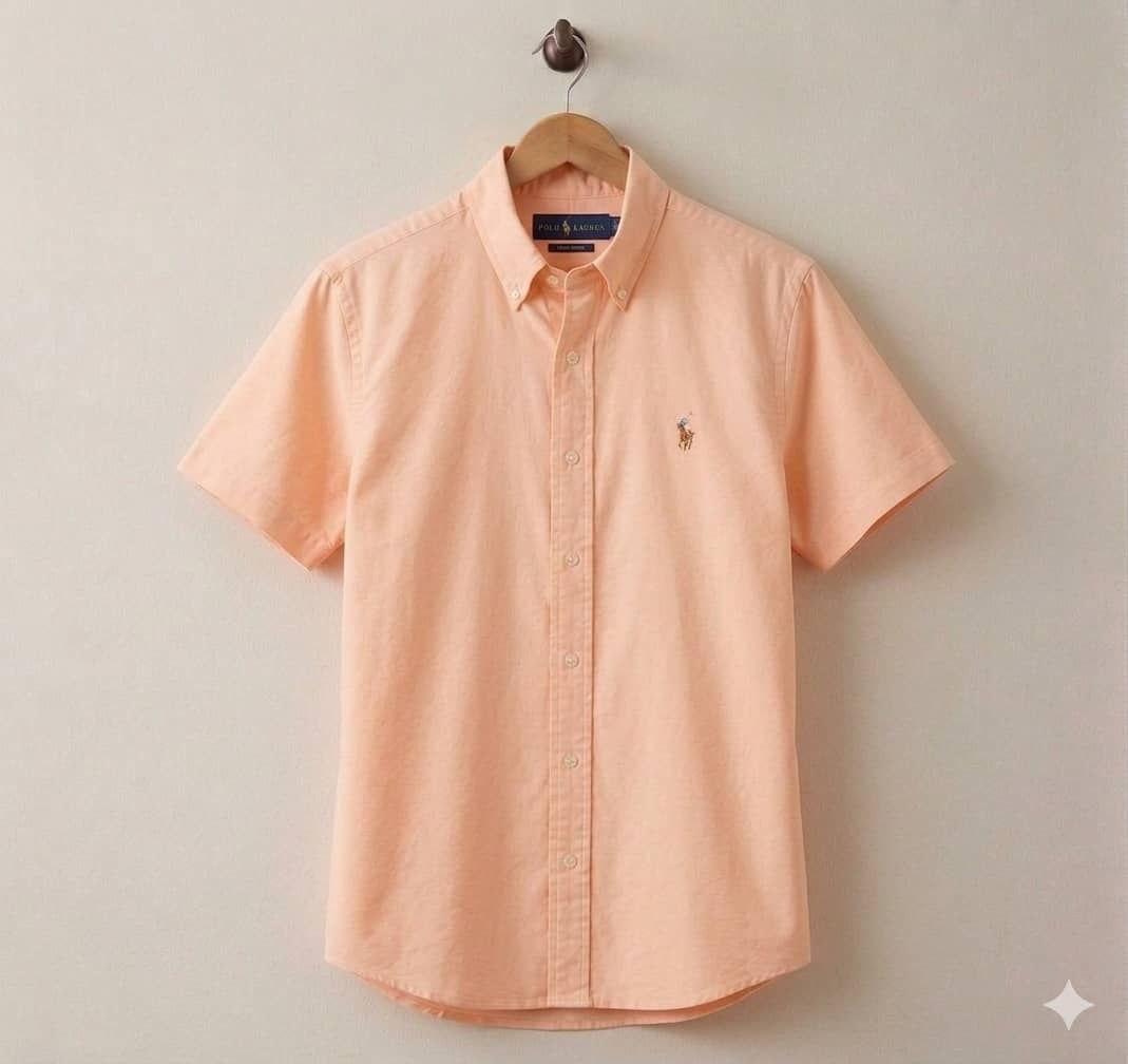 Polo Ralph Lauren Custom Slim Fit Short-Sleeve Oxford – Apricot Sorbet