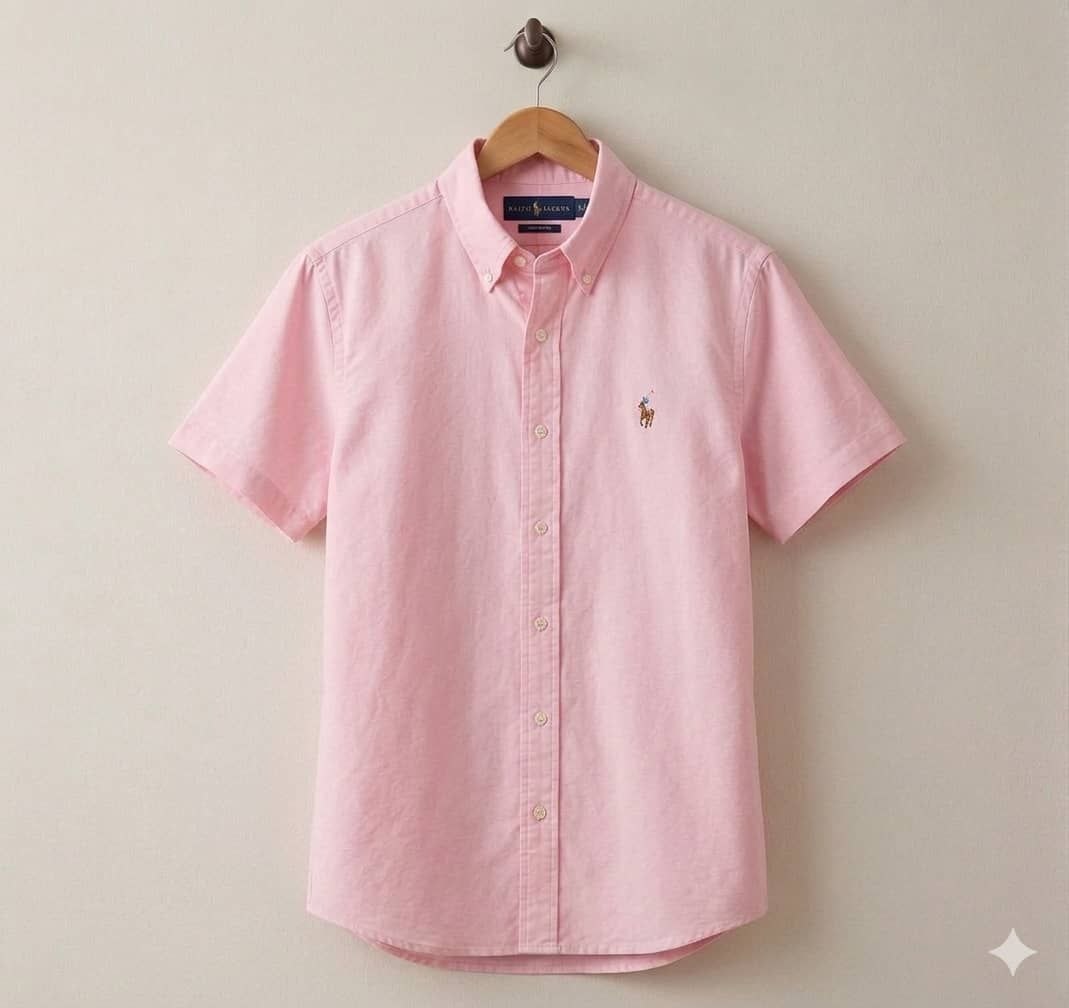 Polo Ralph Lauren Custom Slim Fit Short-Sleeve Oxford – Pastel Pink